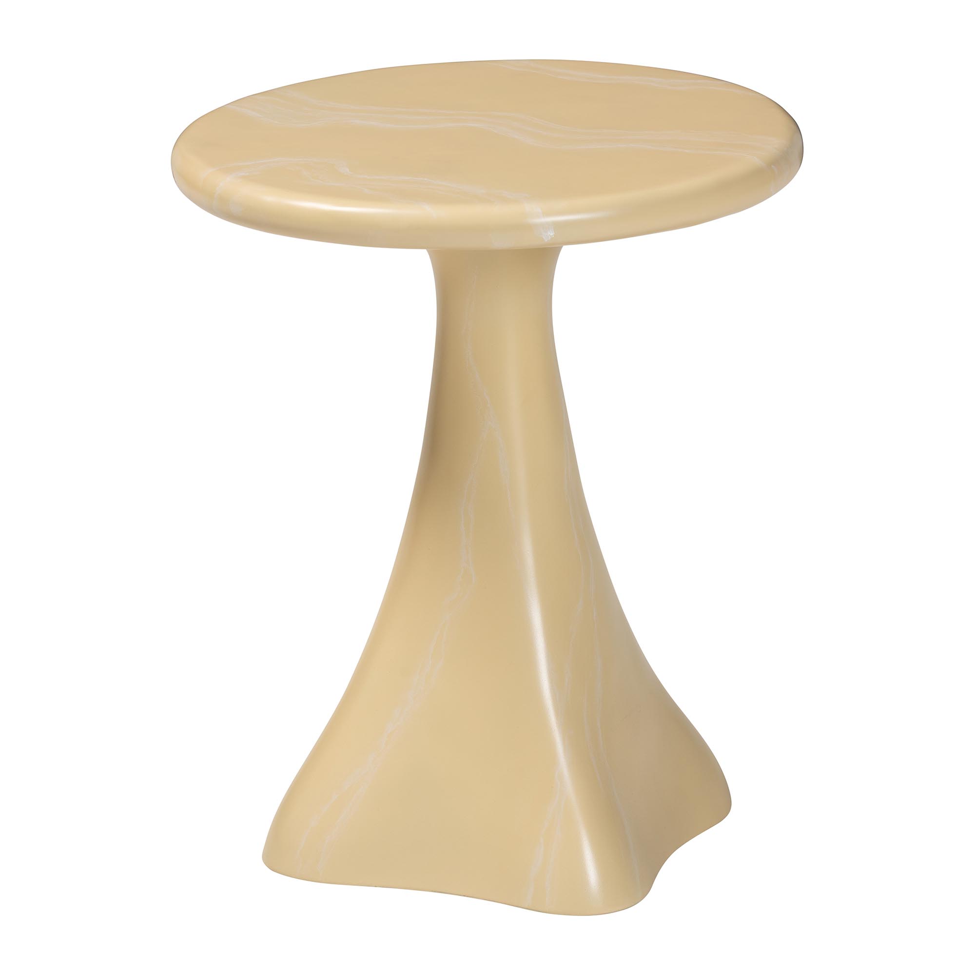 bali & pari Aponi Marbled Resin End Table - Sculptural Side Table with Round Top and Pedestal Base, Modern Contemporary Statement Furniture, Cream Affordable modern furniture in Chicago, classic living room furniture, modern end table, cheap end table